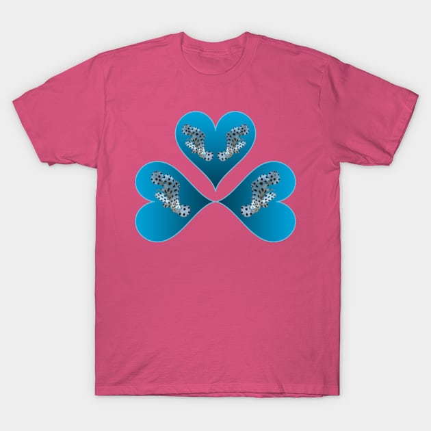 Heart Design | Grouper Trio in 3 Blue Hearts | Background Viva Magenta | T-Shirt by Ute-Niemann